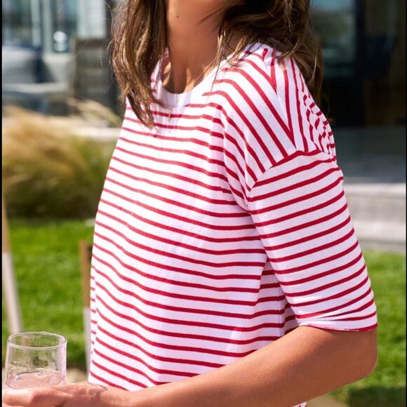 Frank & Eileen Josephine French Tee in White Double Decker Red Size Med Womens‎ - Picture 1 of 9